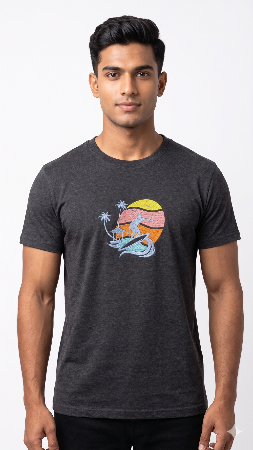 Boy Surfing Hut Embroidery
