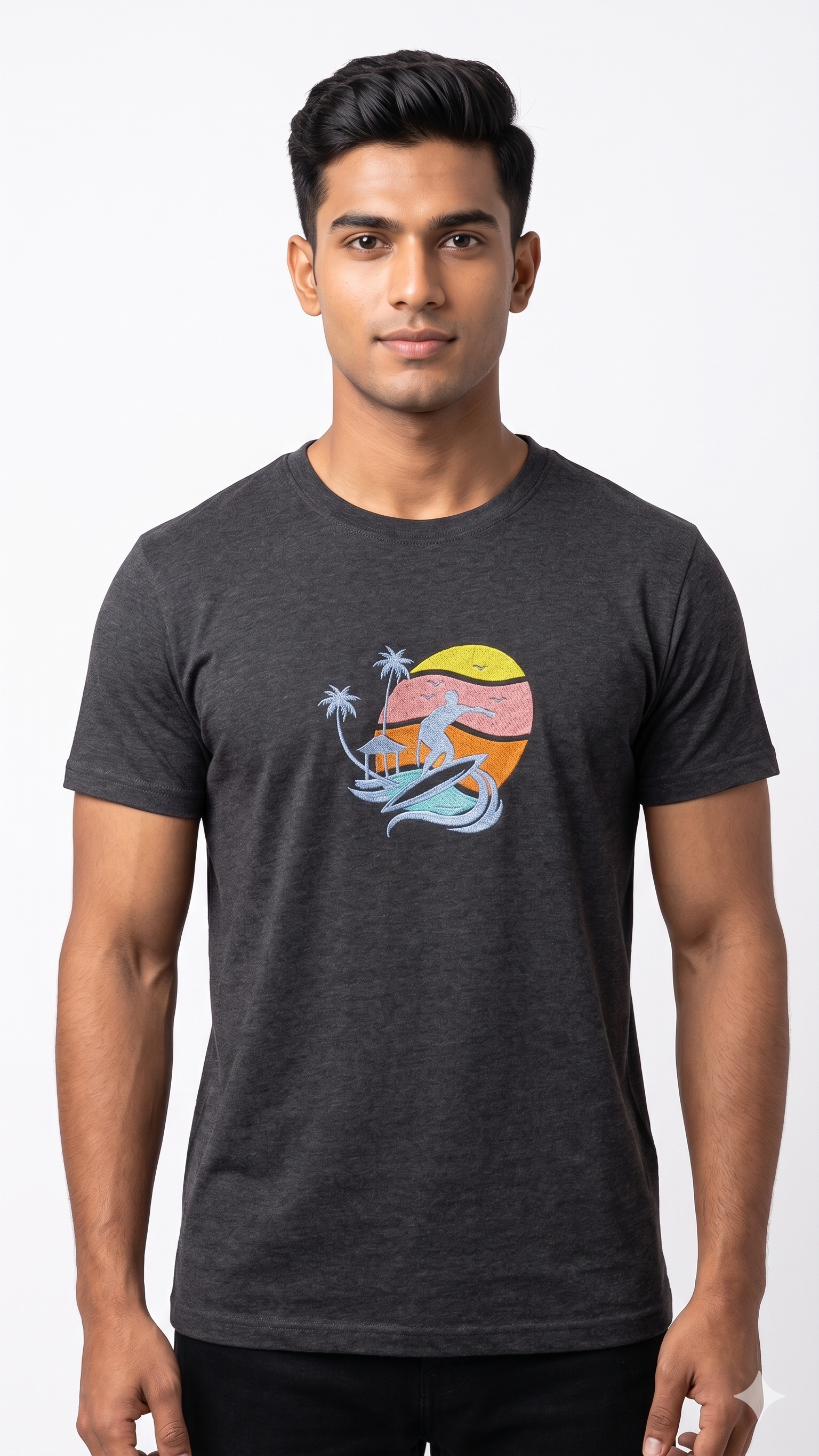 Boy Surfing Hut Embroidery