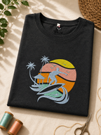 Boy Surfing Hut Embroidery