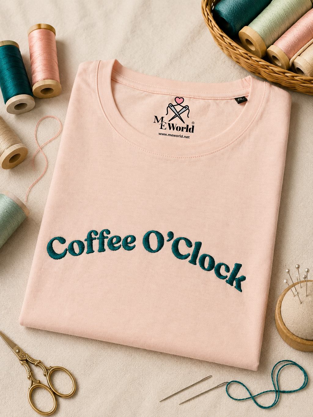 Coffee O Clock Typo Embroidery