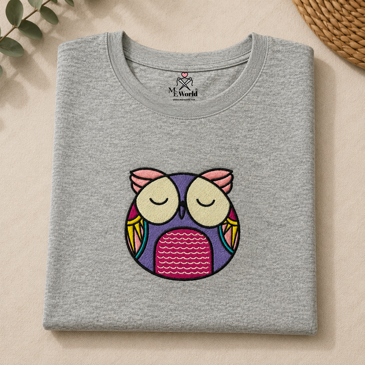 Colored Owl Embroidery