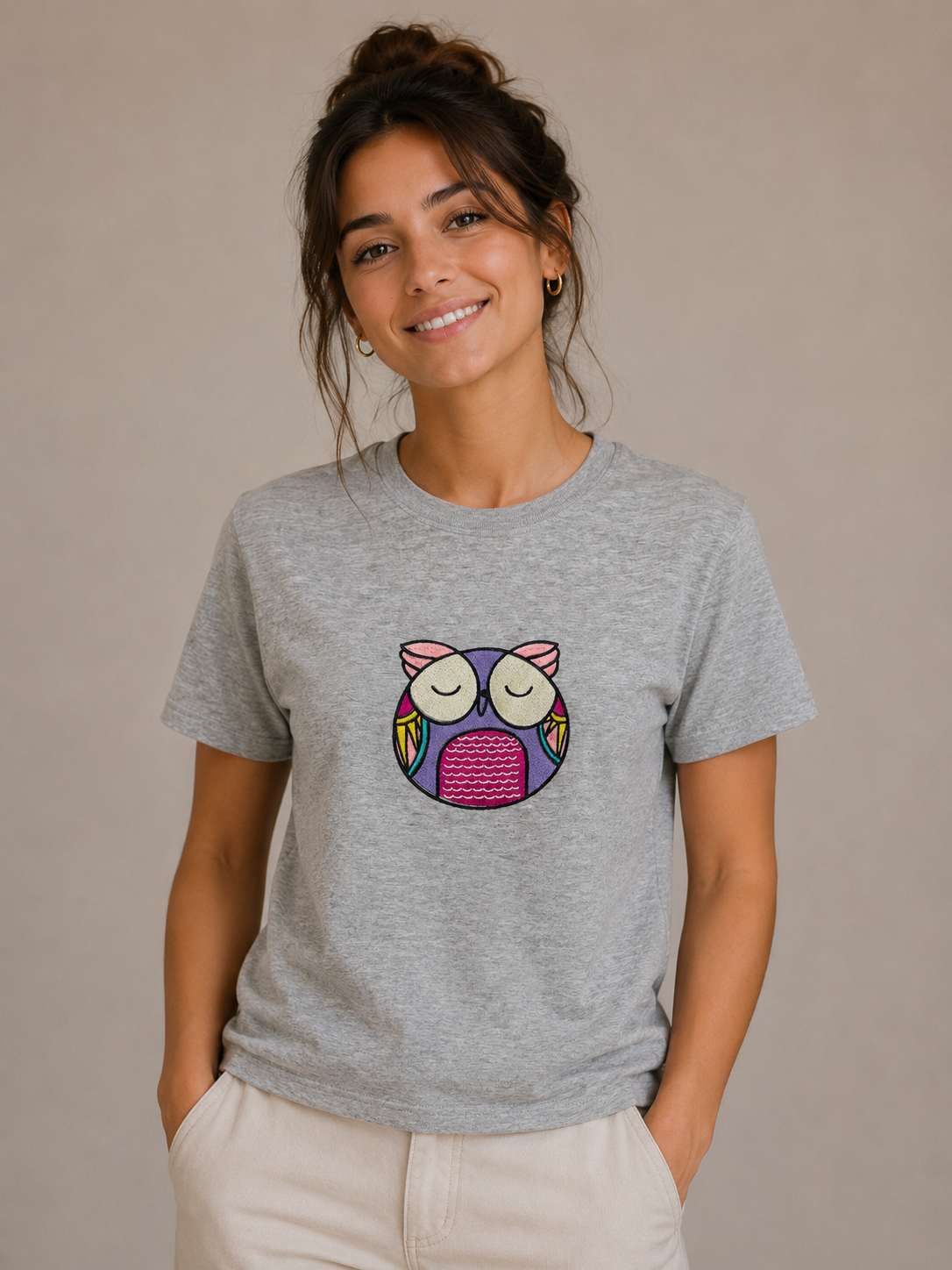 Colored Owl Embroidery