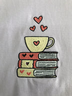 Coffee Book And Heart Embroidery