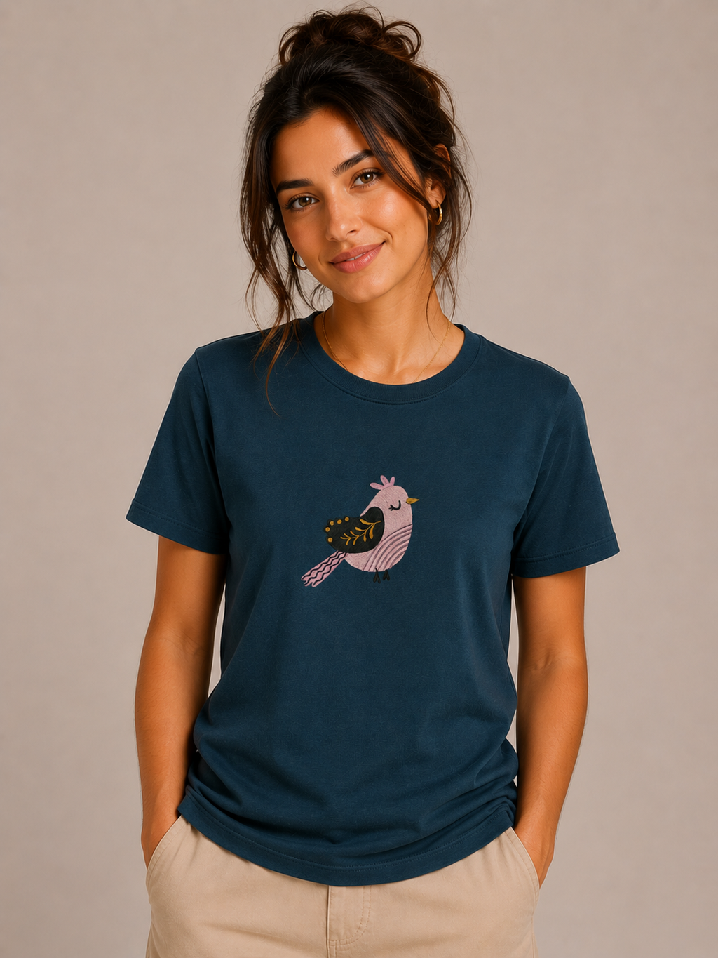 Leaf Feather Bird Embroidery