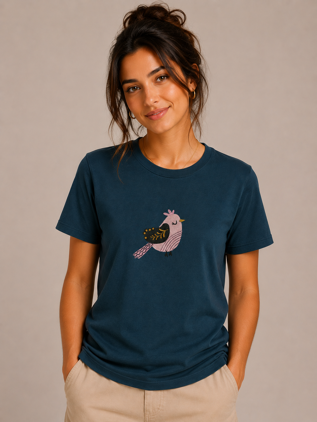 Leaf Feather Bird Embroidery
