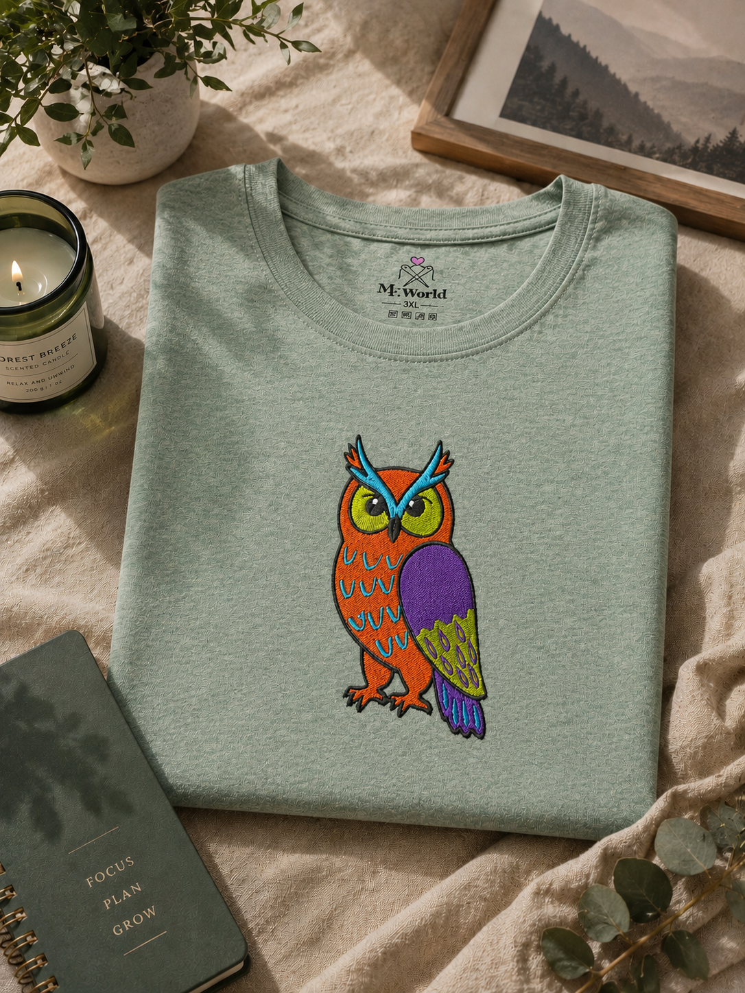 Multicolored Owl Embroidery