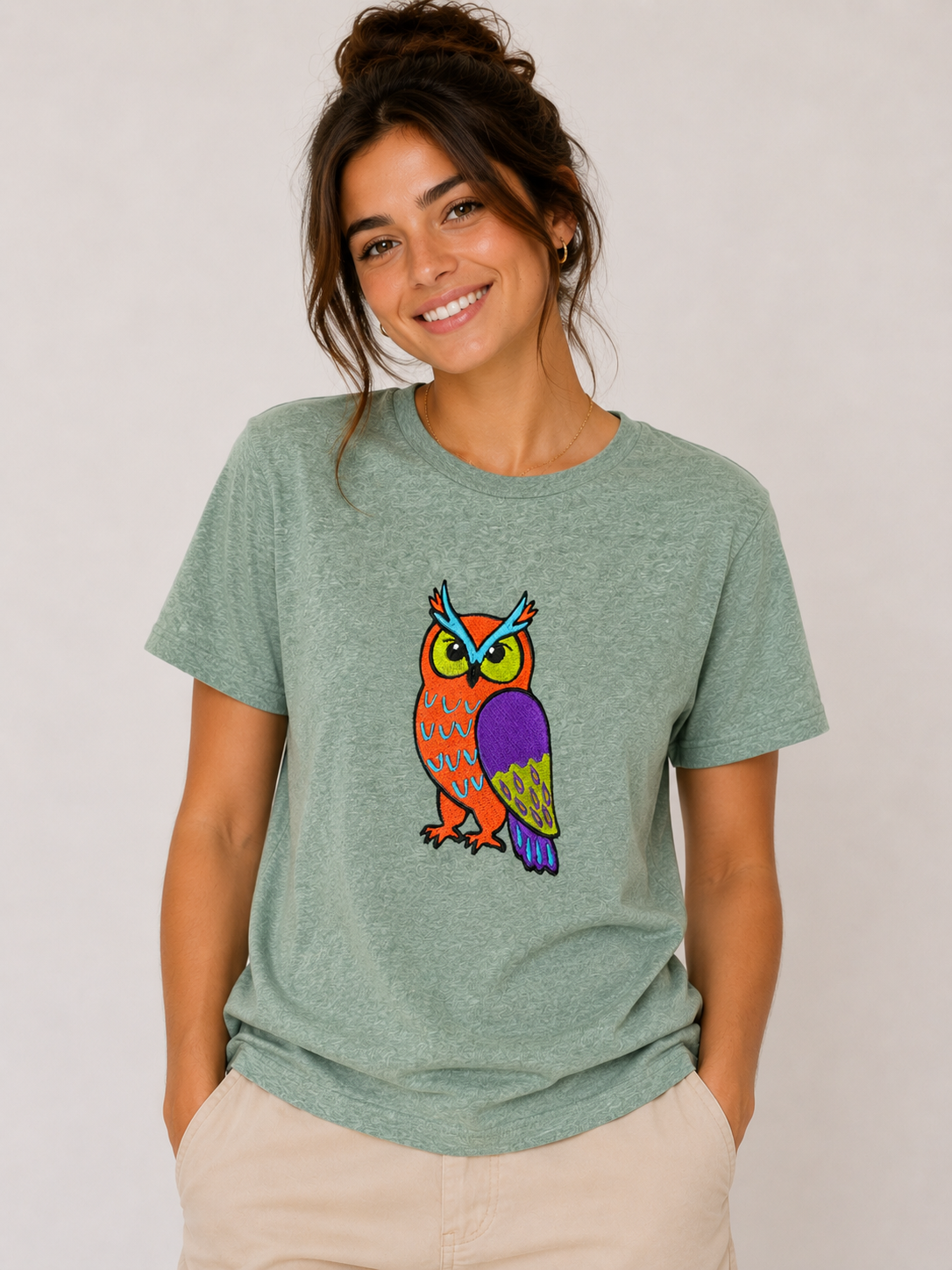 Multicolored Owl Embroidery