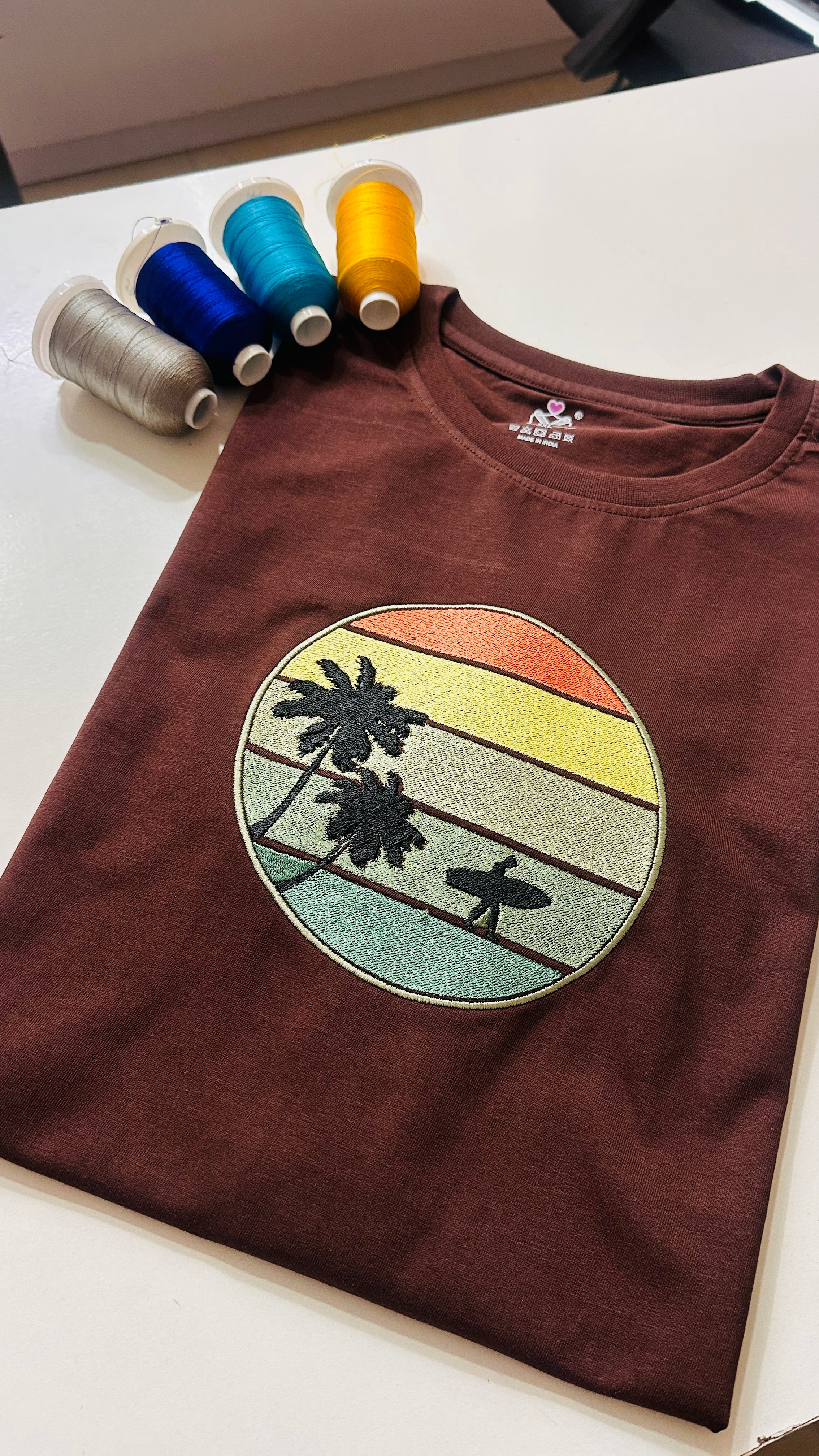 Palm Surf Circle Embroidery