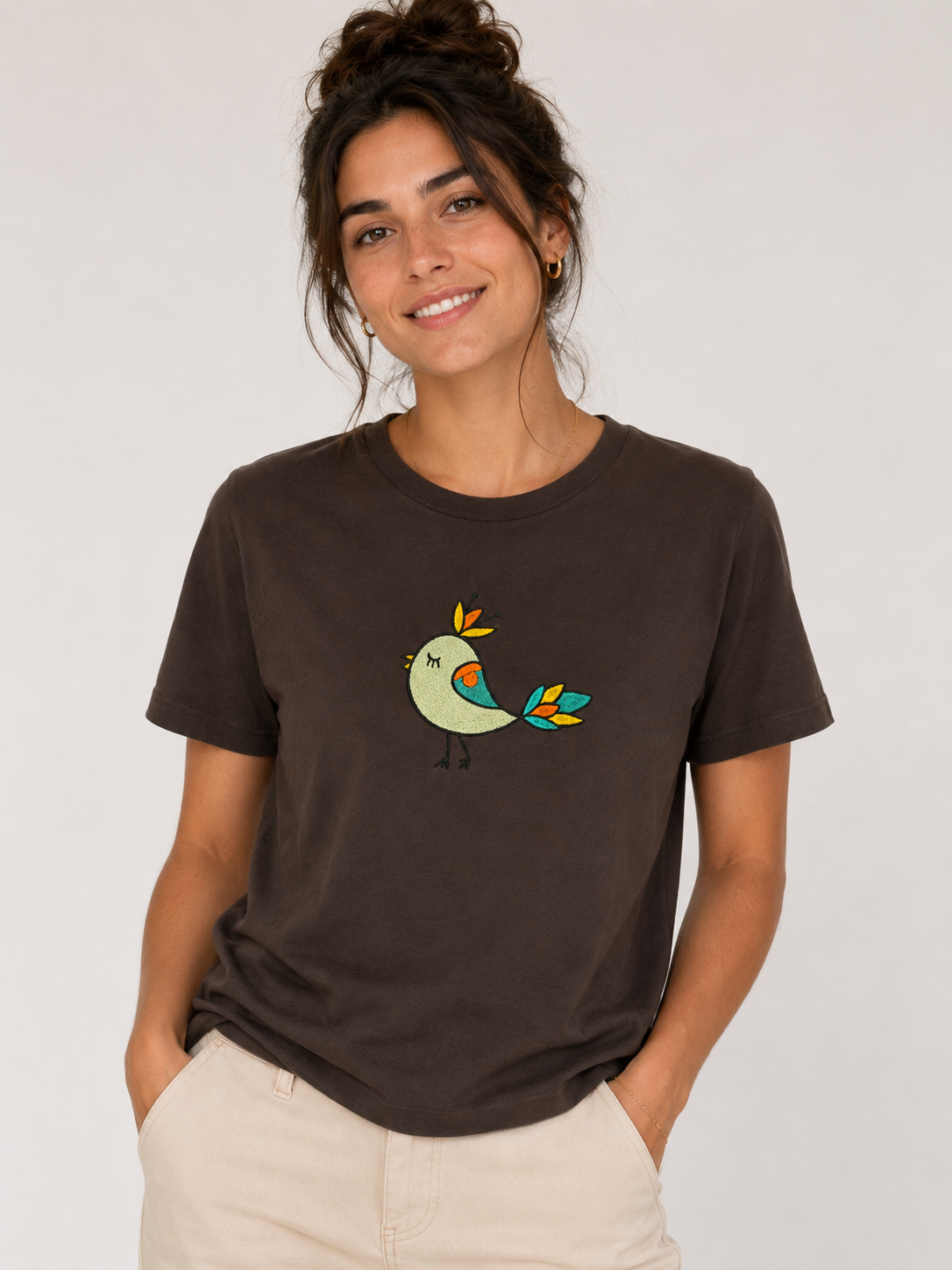 Sleeping Colored Bird Embroidery
